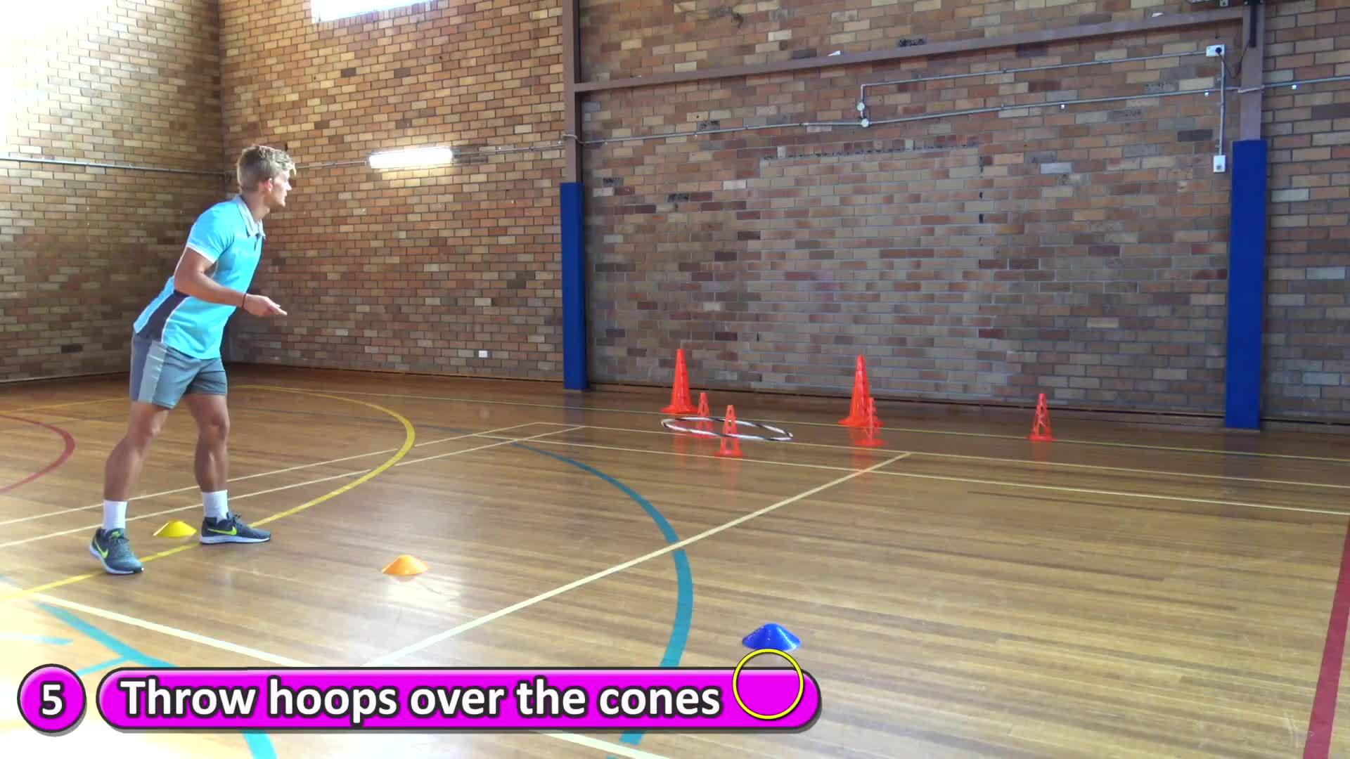 Station: Throwing › Throw hoops over the cones | Teaching fundamentals of PE (K-3)